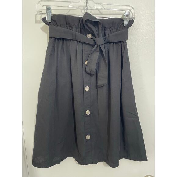 Bailey's Blossom Skirt XS Black Paperbag Waist Tie Twee Academia Preppy NWT - Picture 1 of 4